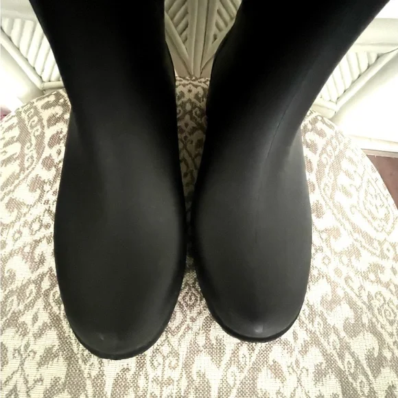 Tommy Hilfiger Black Raised Monogrammed Knee-High Rubber Rain Boots - Picture 6 of 14